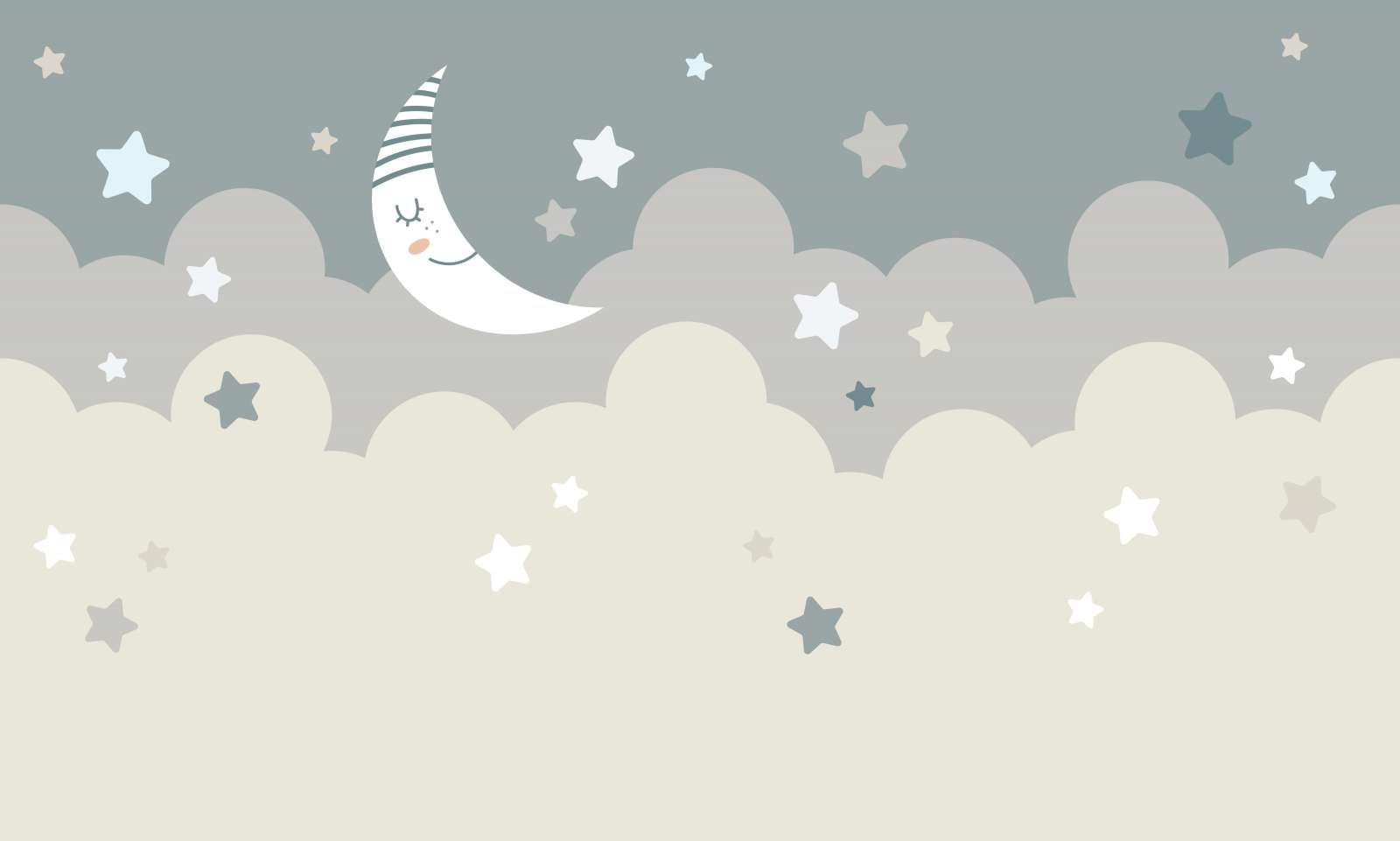 Maan met sterren in de wolken