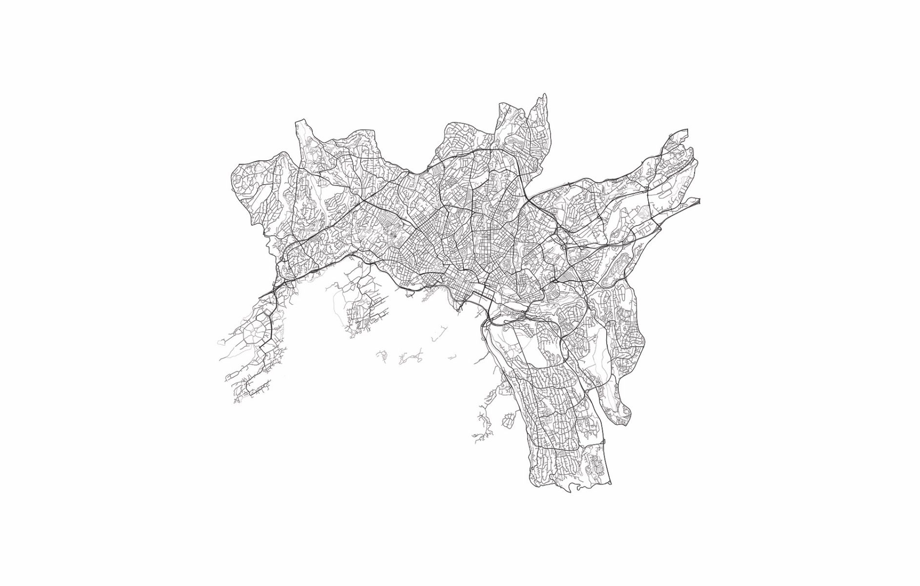 Map of Oslo, white 