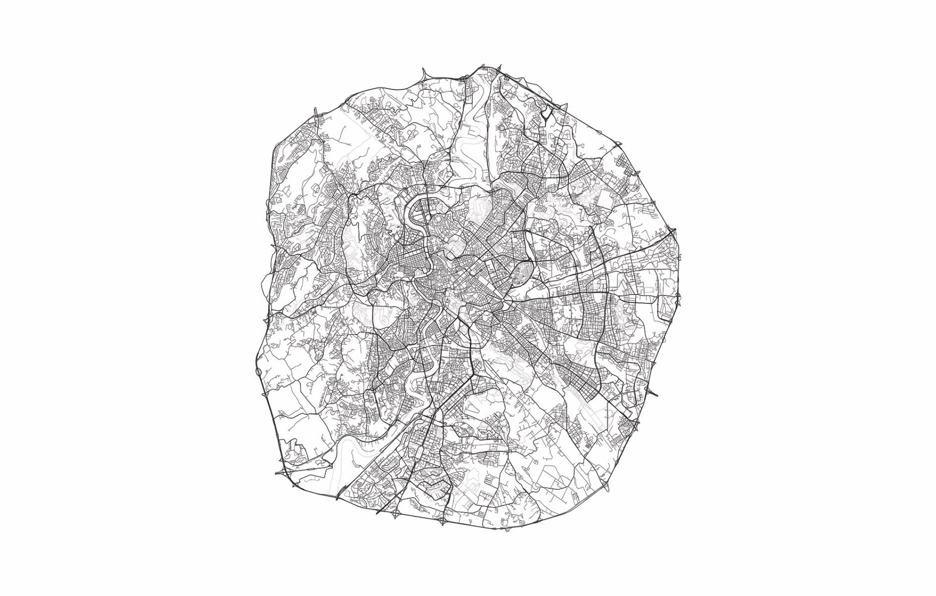 Plattegrond van Rome, wit