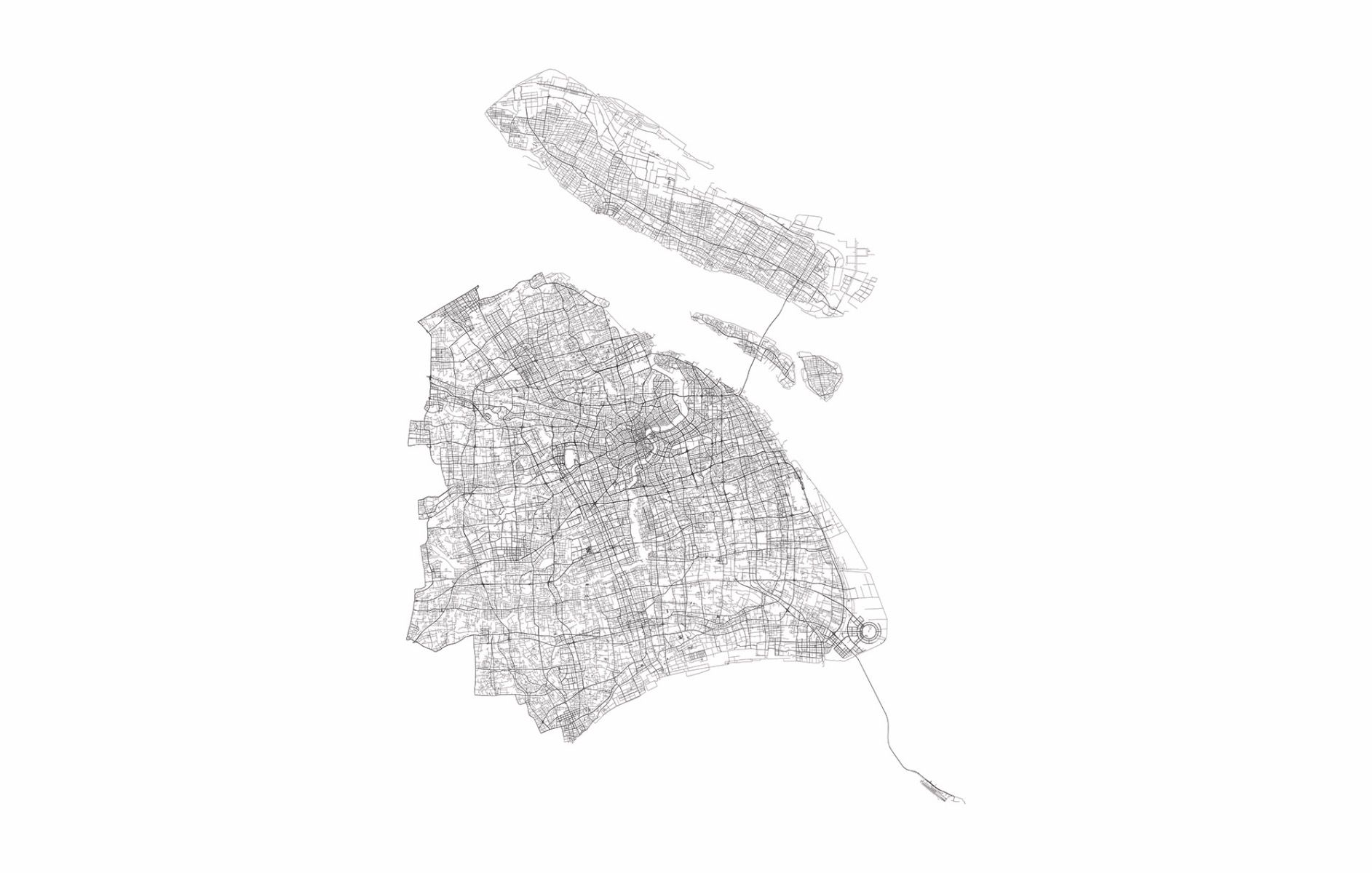 Plattegrond van Shanghai, wit 