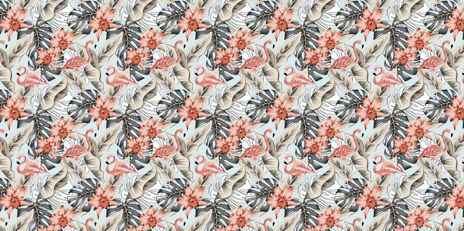 Tropical pink flamingo