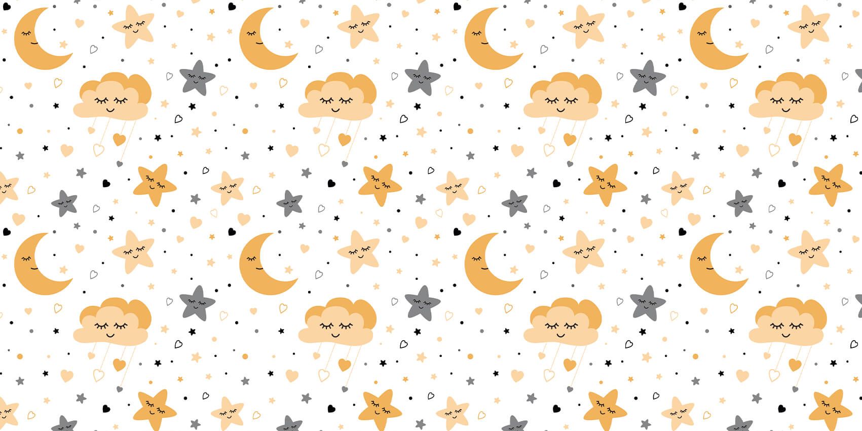 Clouds, moons and stars