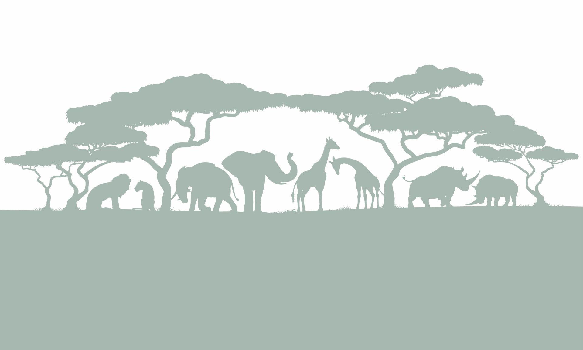 Silhouette safari animals, light green main product photo