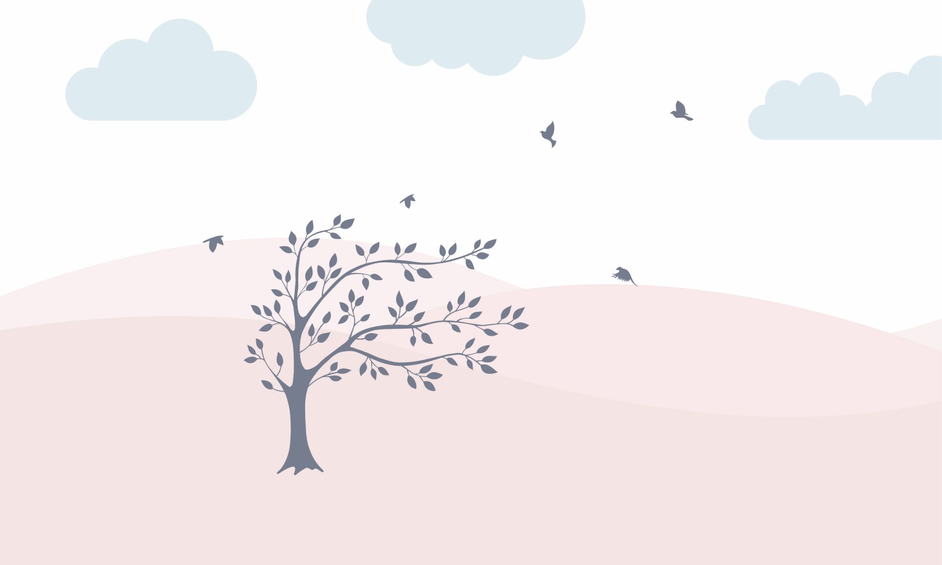 Pink hills with tree Pink hills with tree