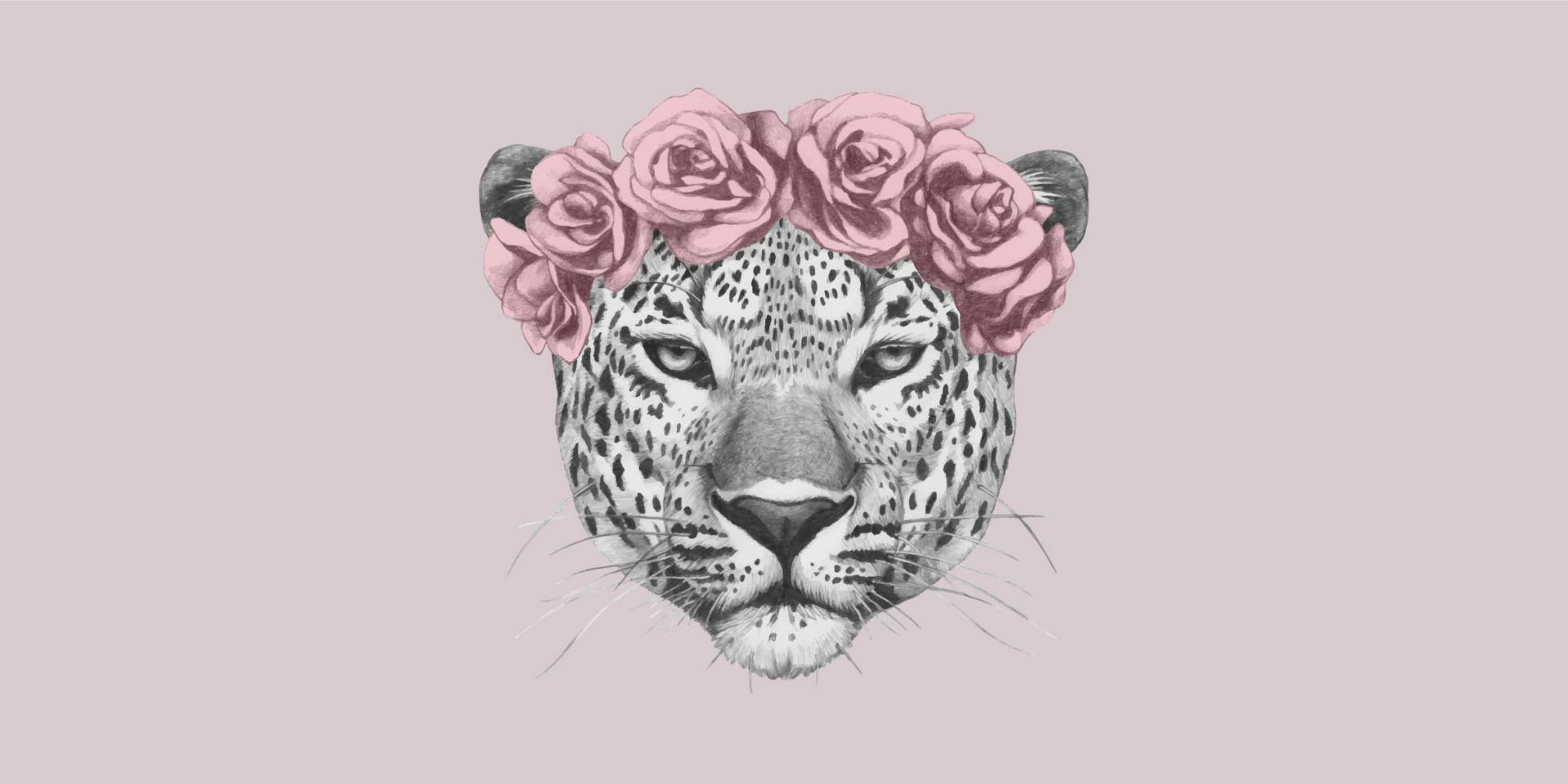 Leopard with pink flowers Leopard with pink flowers