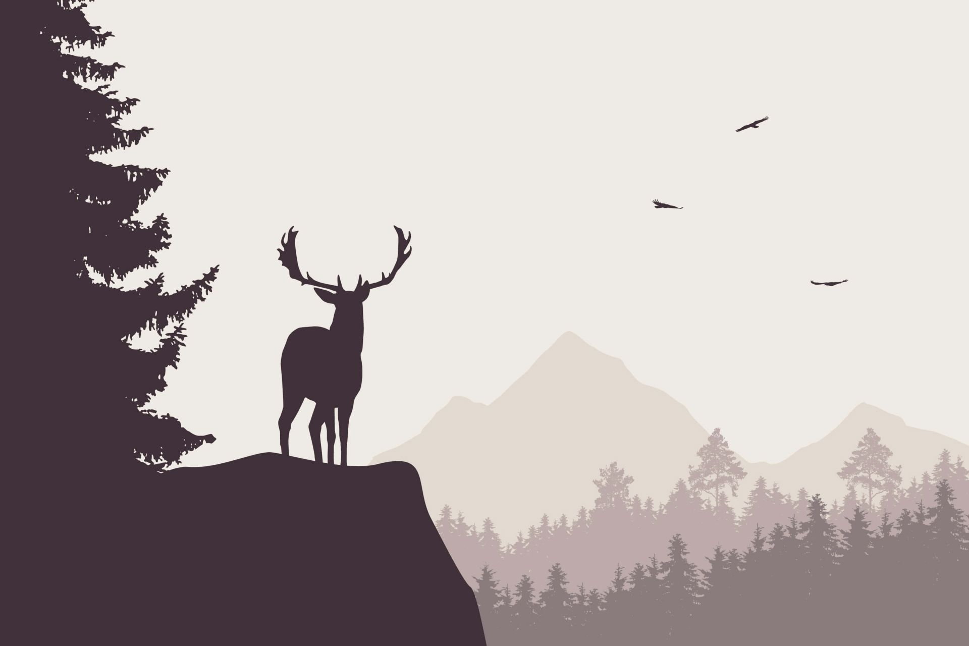 Image of Deer silhouetted against hydrangeas