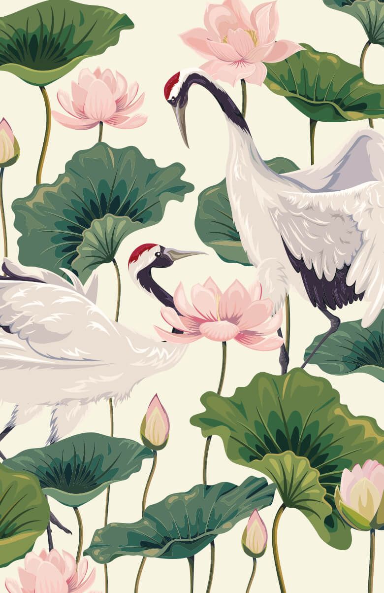 Crane couple with lotus main product photo