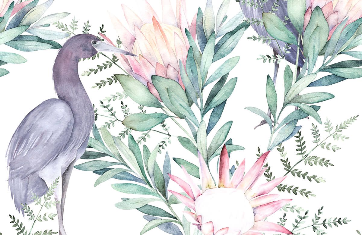 Cranes on tropical leaves main product photo