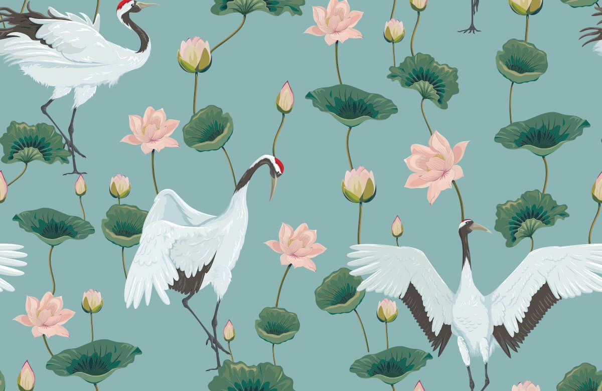 Cranes and flowers main product photo