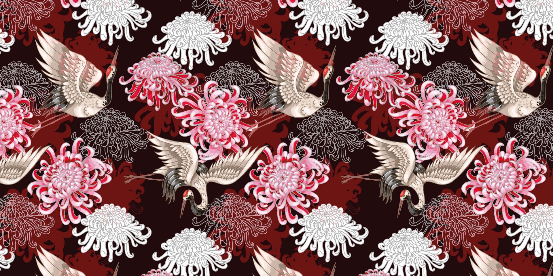 Crane pattern pink