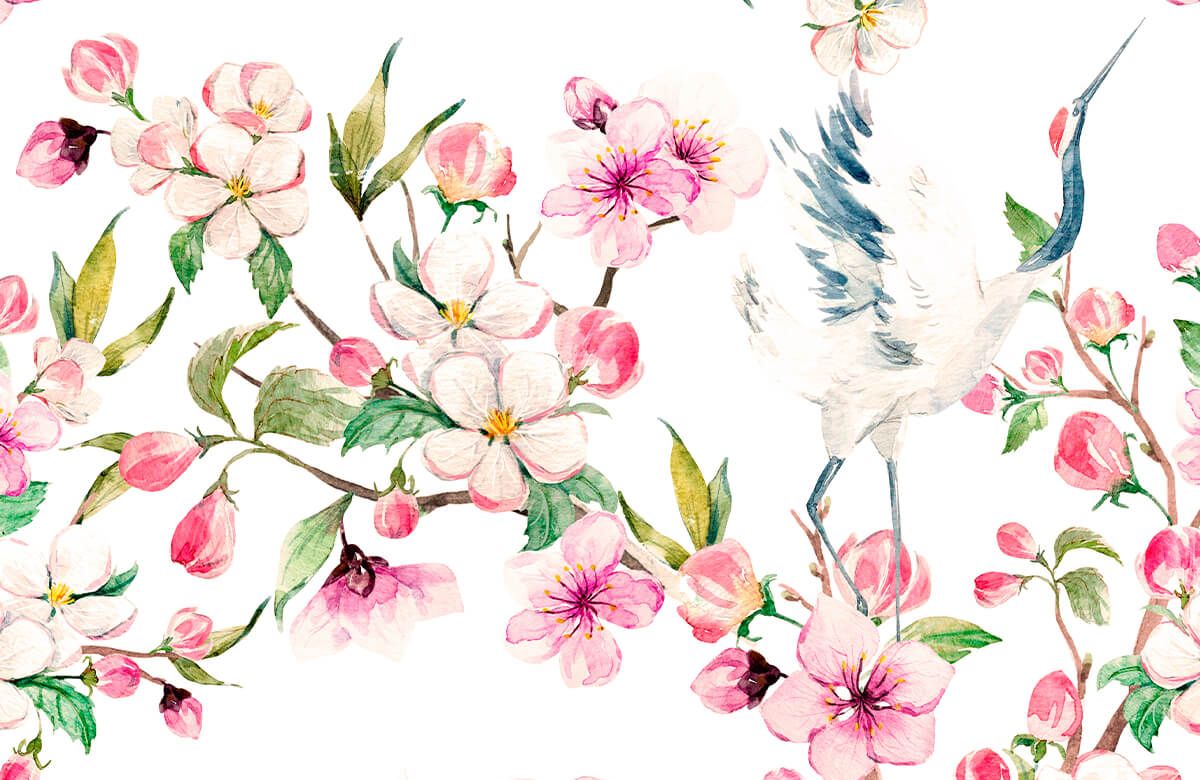 Painted cranes with flowers main product photo
