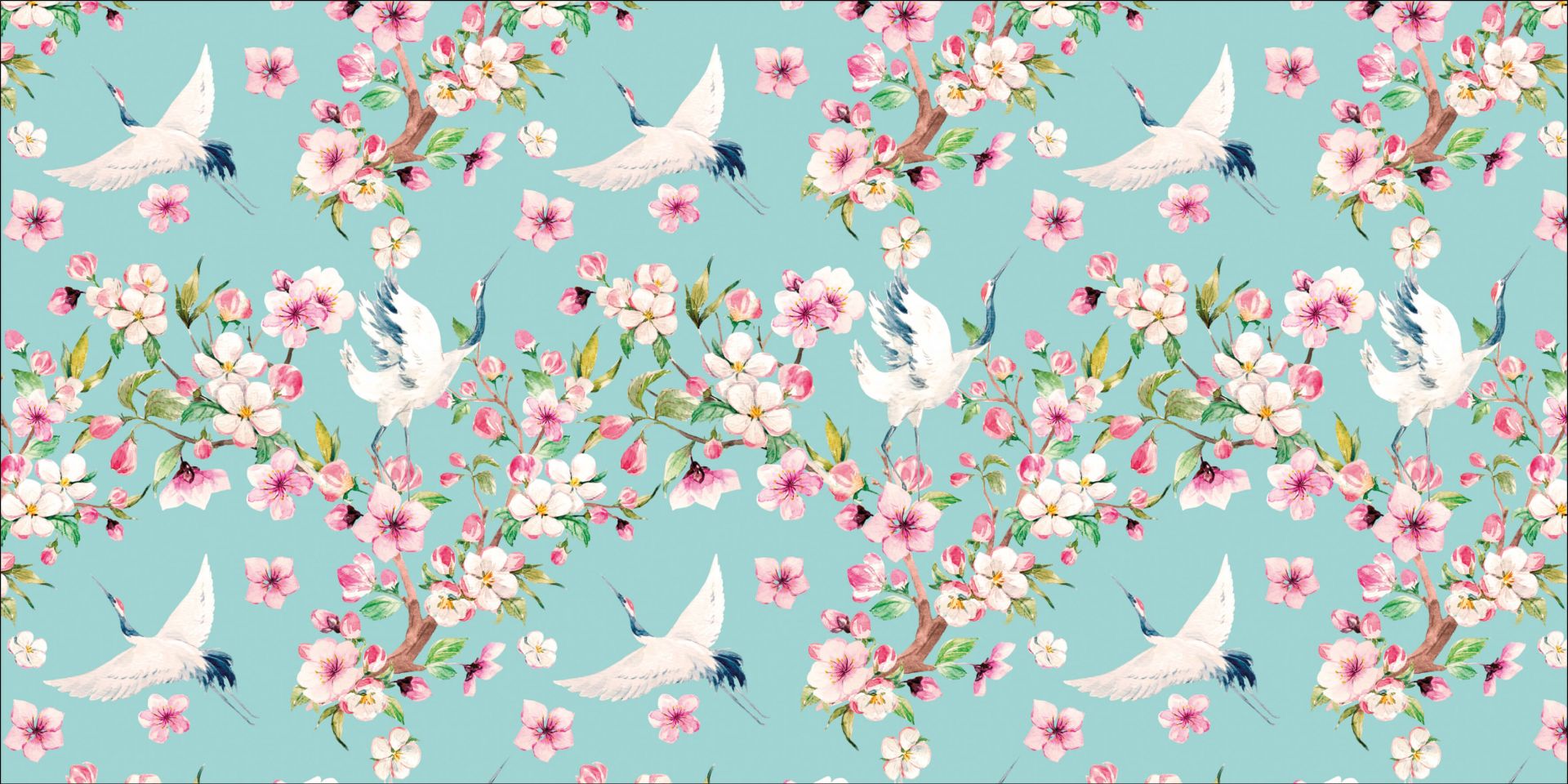 Cranes between pink flowers main product photo