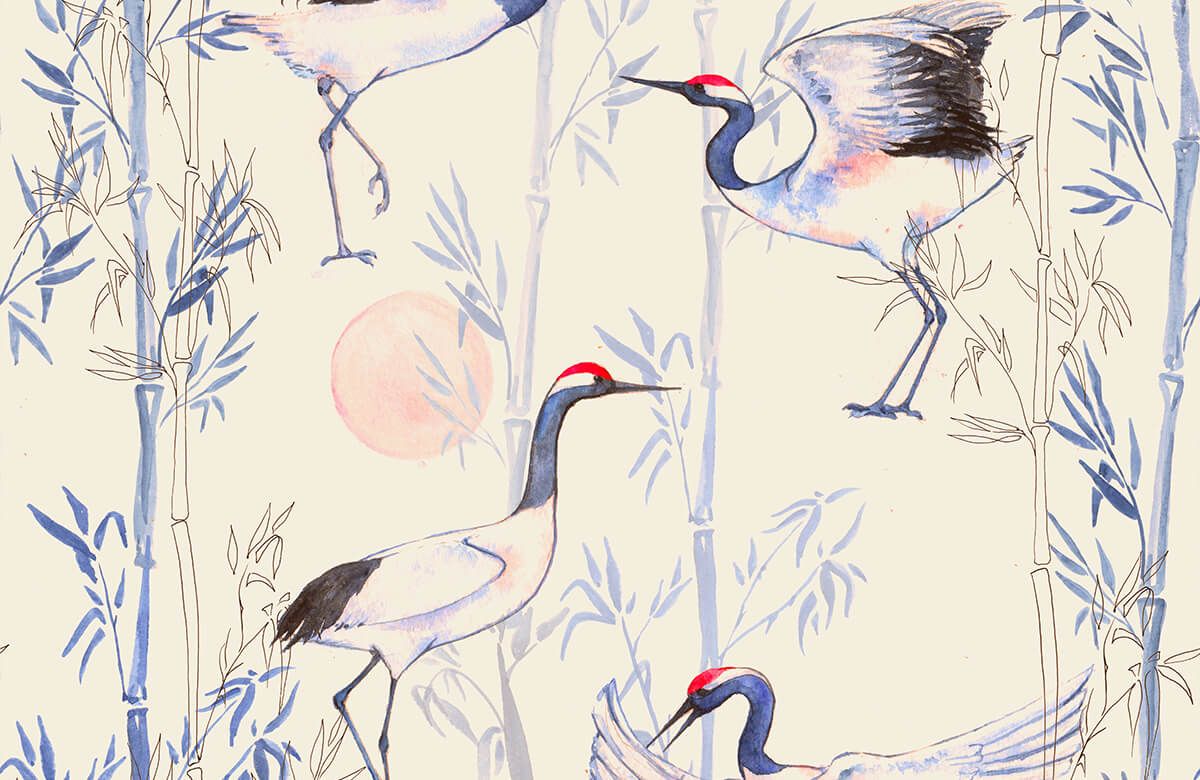 Watercoloured cranes main product photo