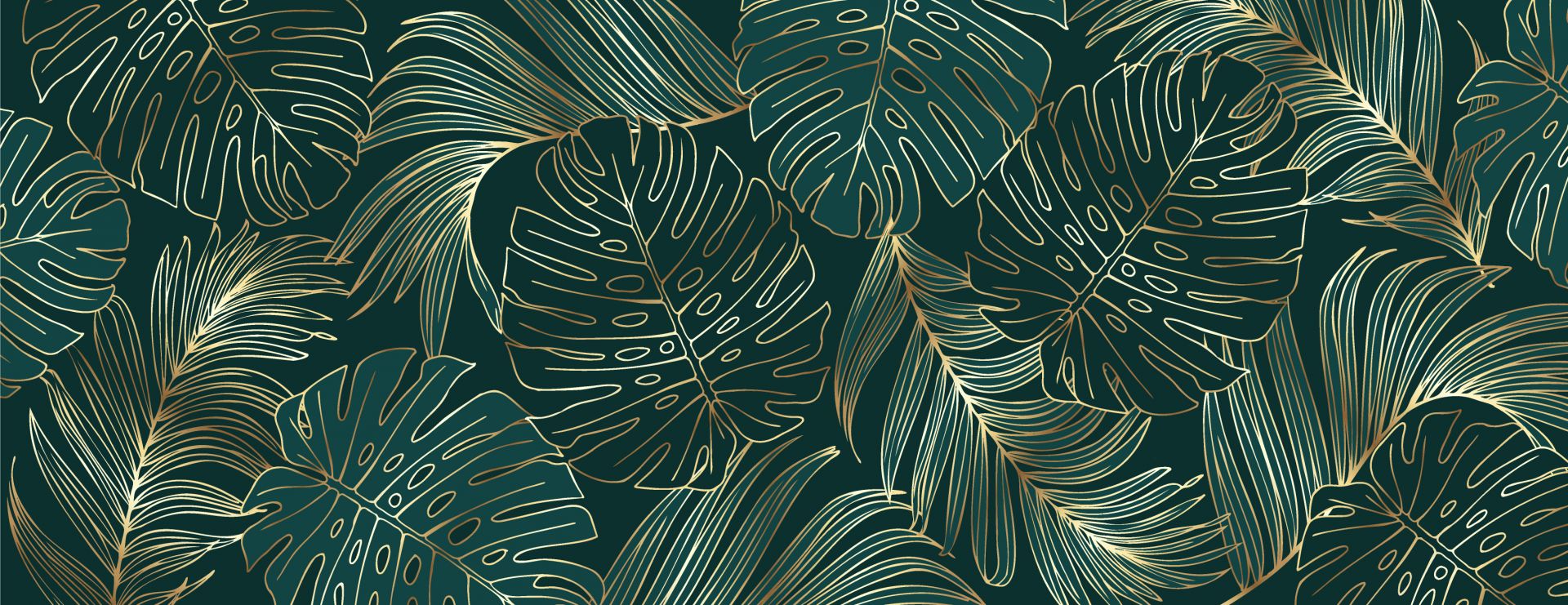 Green leaves with gold - Wallpaper Green leaves with gold - Wallpaper