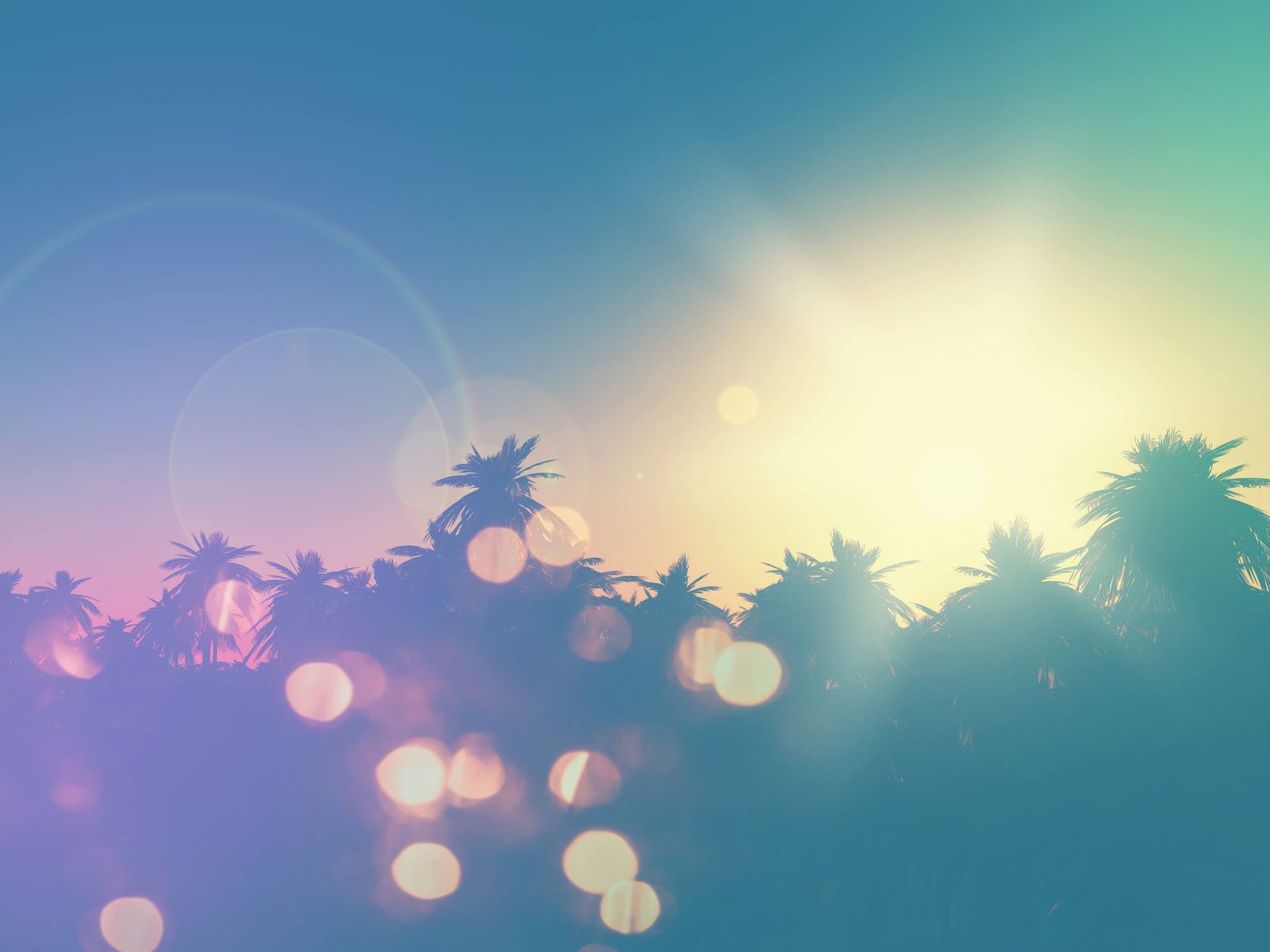 Wallpaper Mural - Palm trees with retro effect - Photo Wallpaper