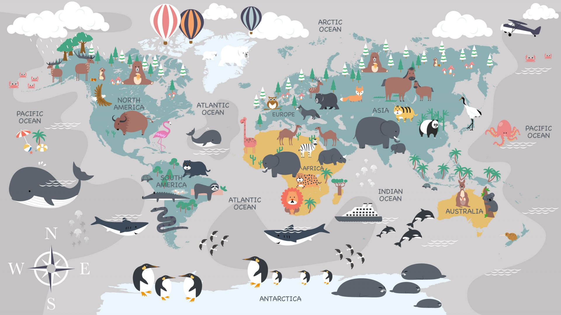 Animal world map main product photo