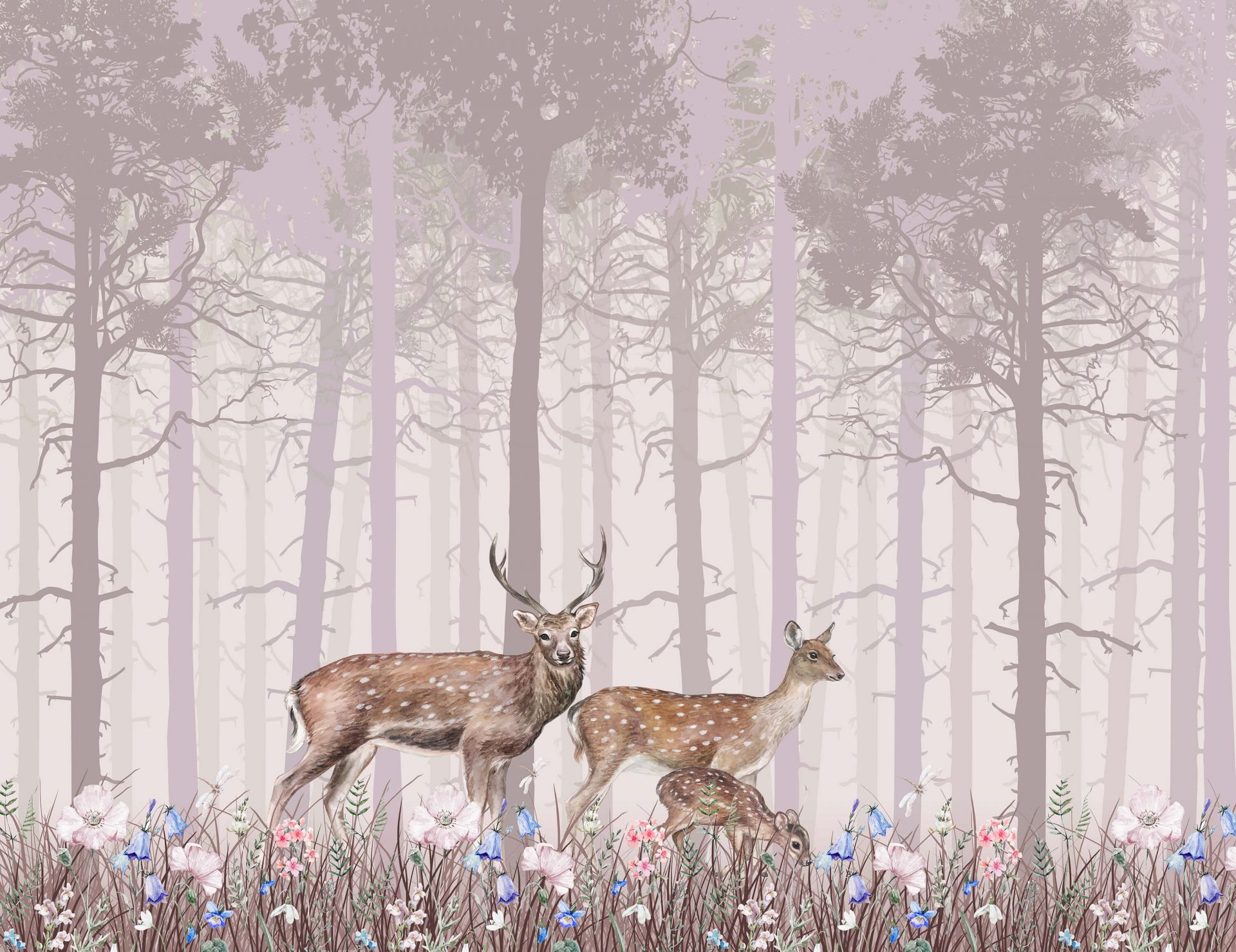Deer family, pink main product photo