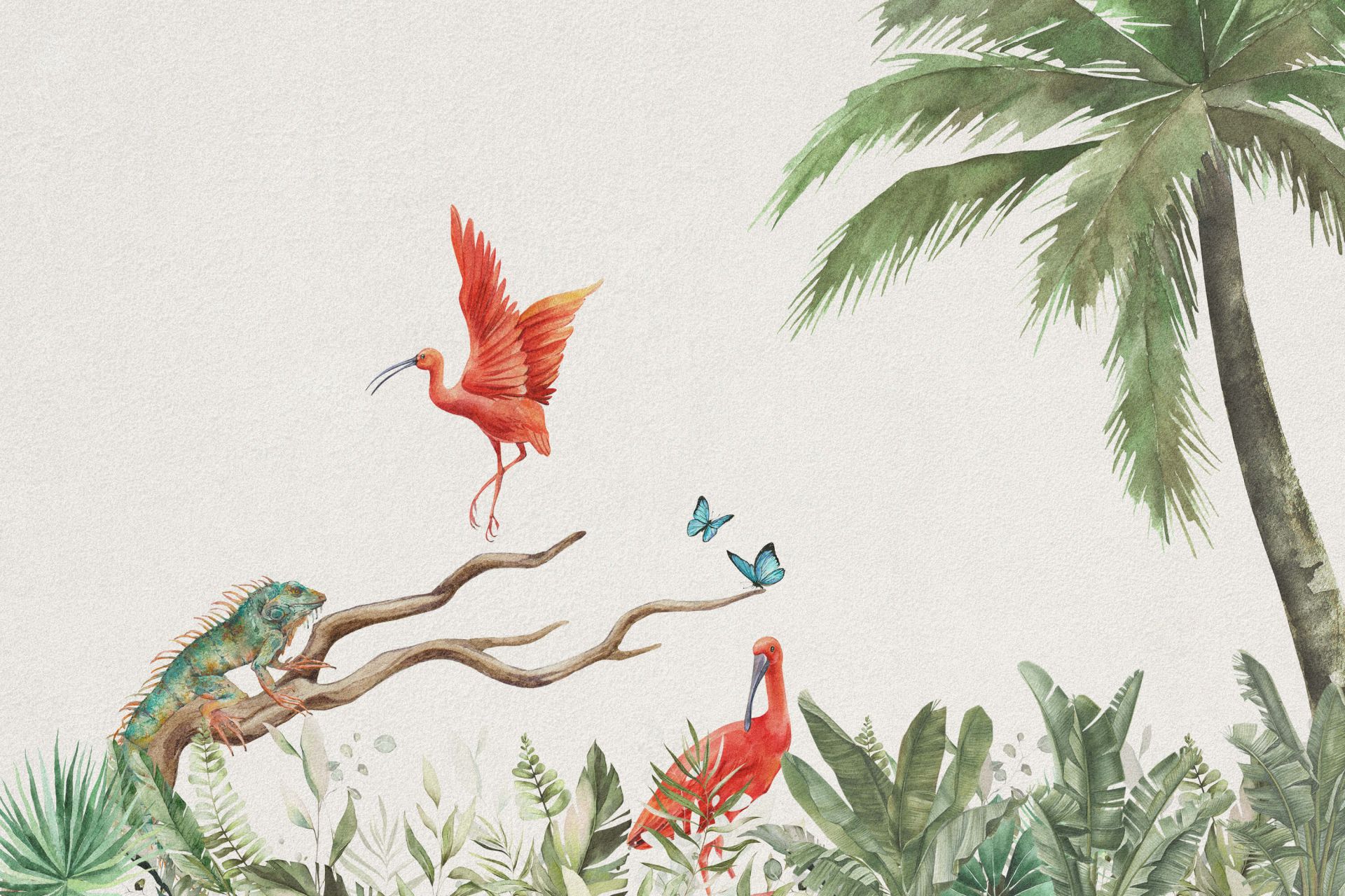 Branch with jungle animals main product photo