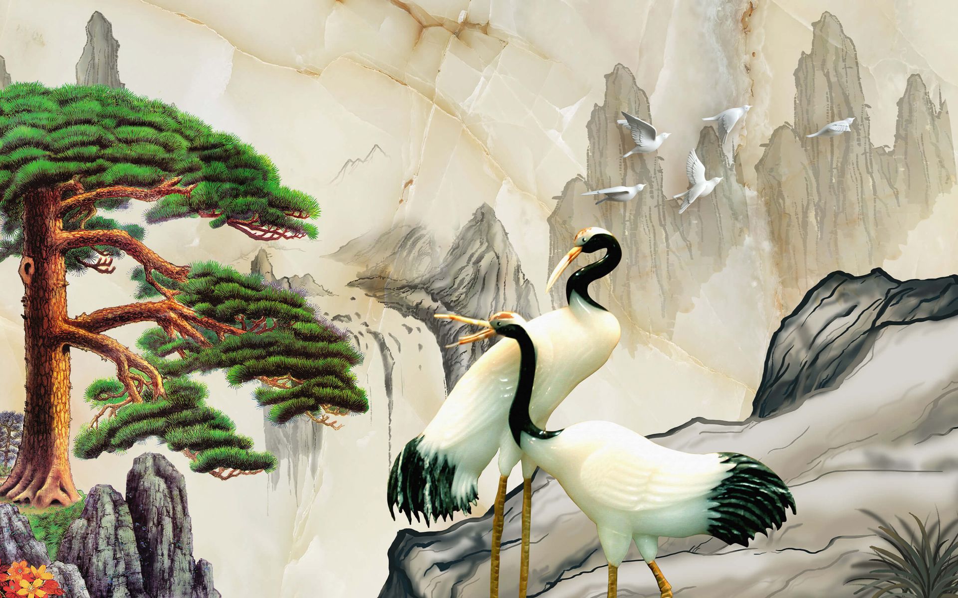 Cranes in a fantasy world main product photo