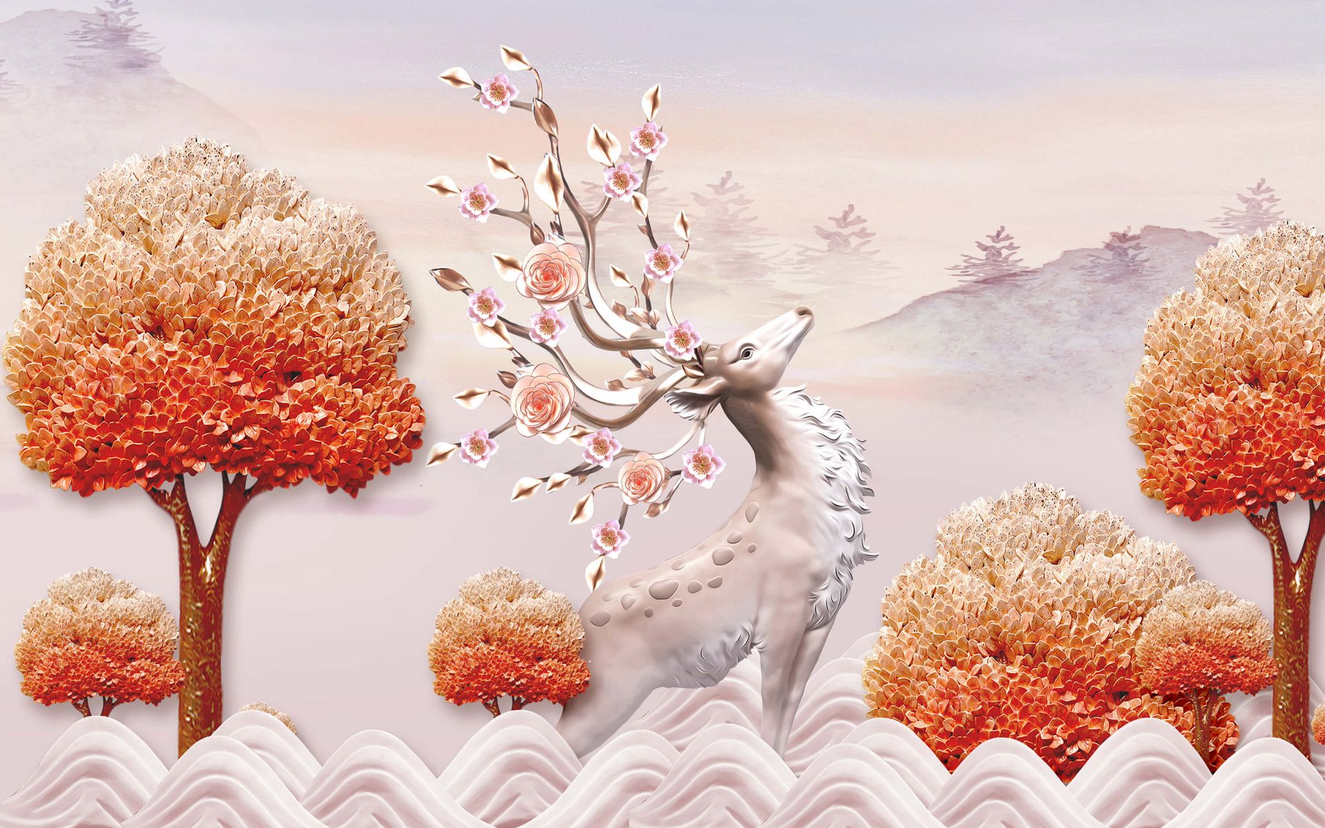 Deer with flowers main product photo