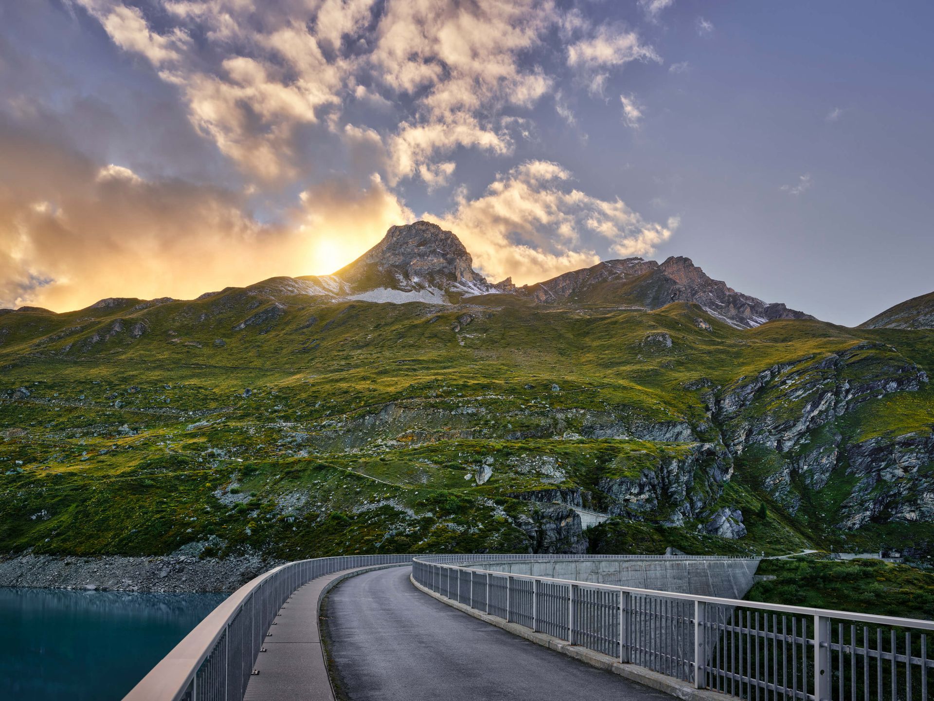 Sunset at a reservoir