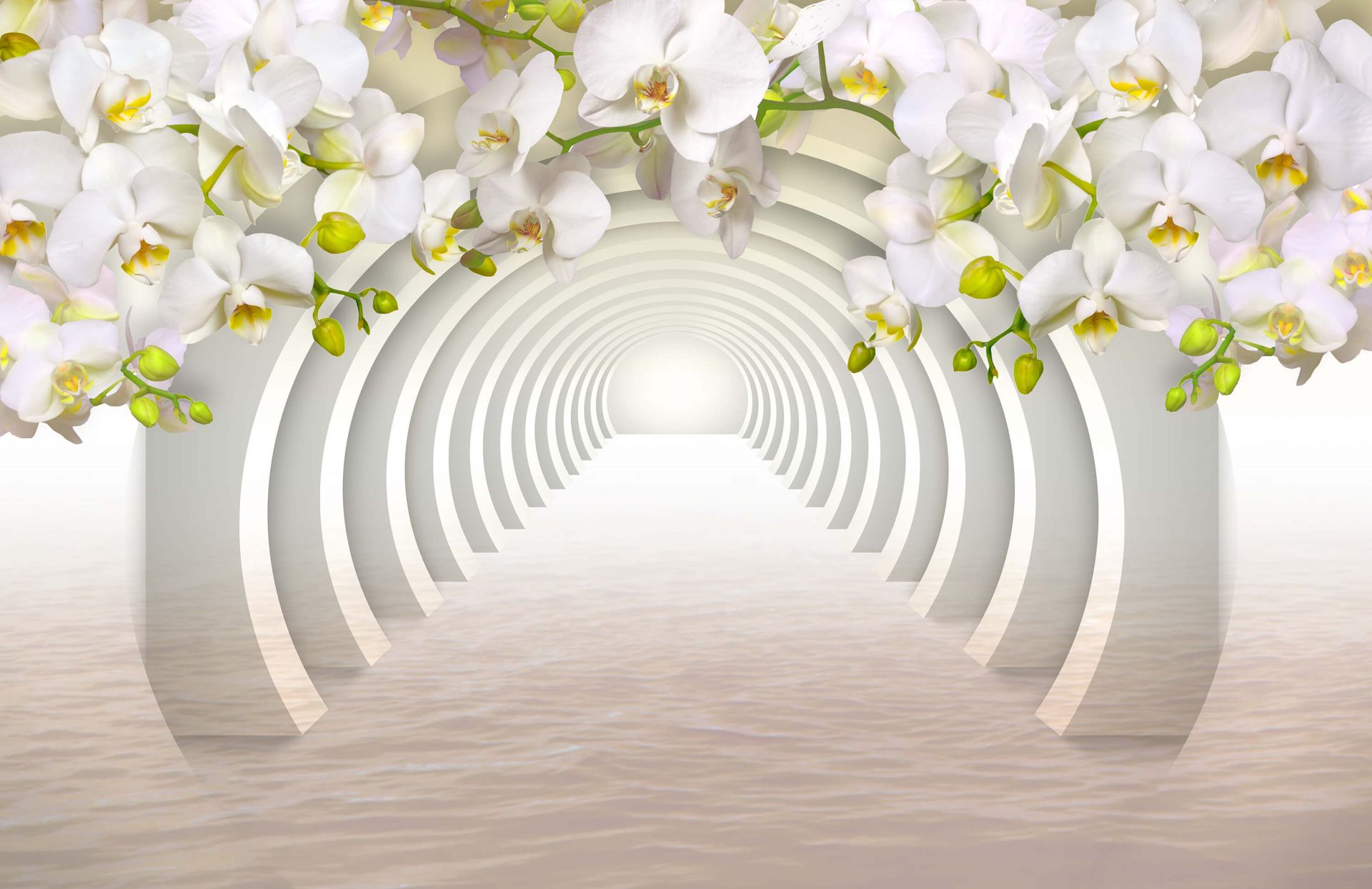 Tunnel with orchids - Wallpaper