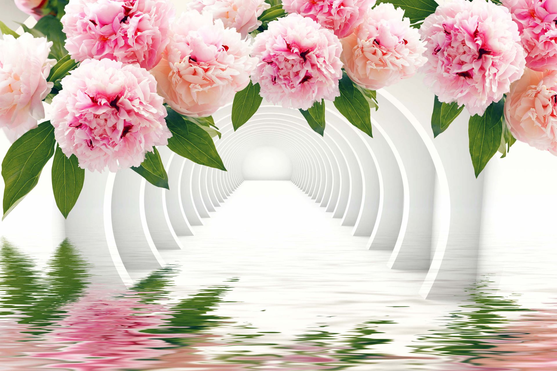 Tunnel with peonies