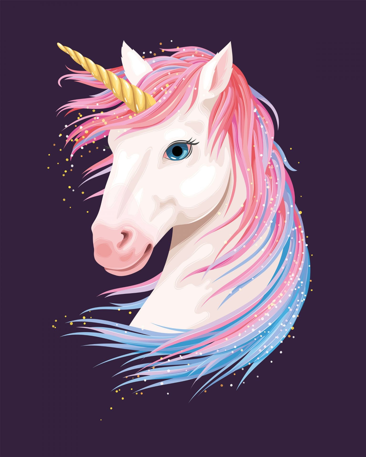 Wallpaper Mural - Unicorn with coloured mane - Photo Wallpaper