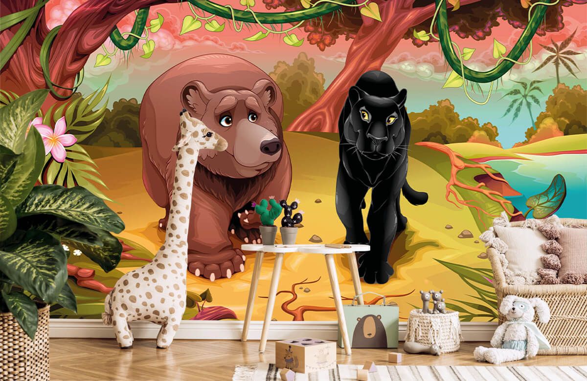Friendly jungle animals - Photo Wallpaper