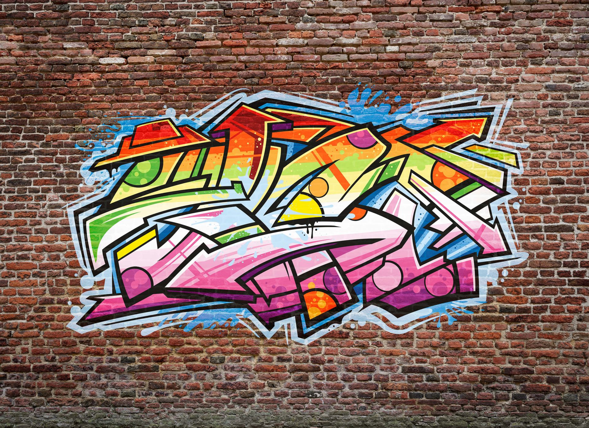 Graffiti on red brick