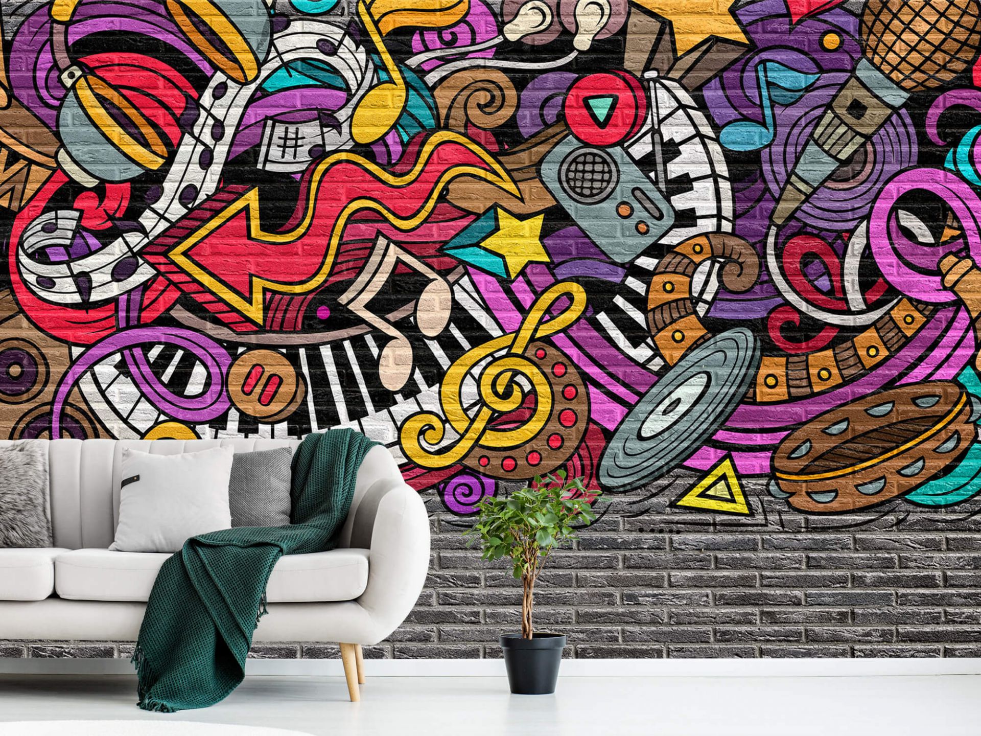 Music graffiti on brick - Wallpaper Music graffiti on brick - Wallpaper