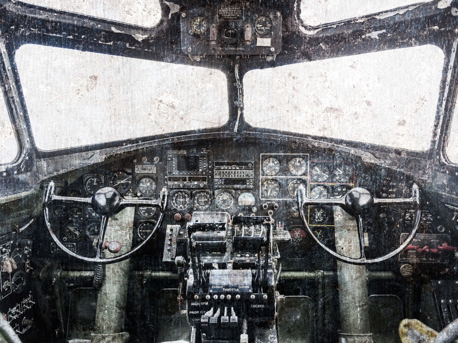 Vintage aircraft cockpit