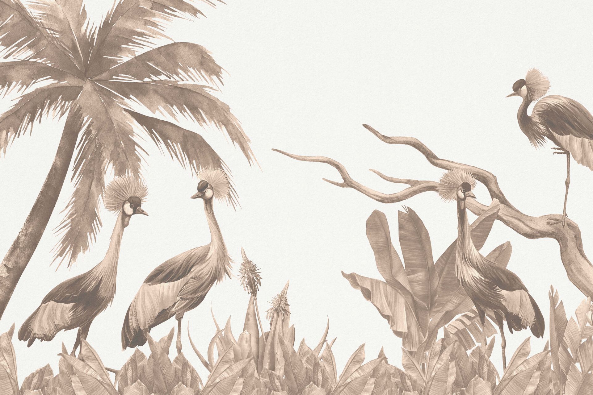 Jungle with cranes in taupe