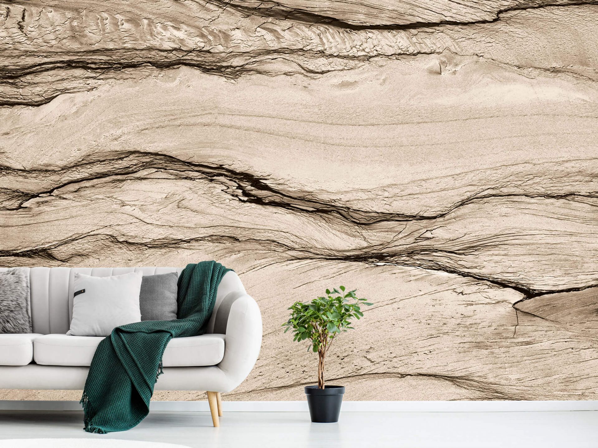 Wavy beige marble - Wallpaper