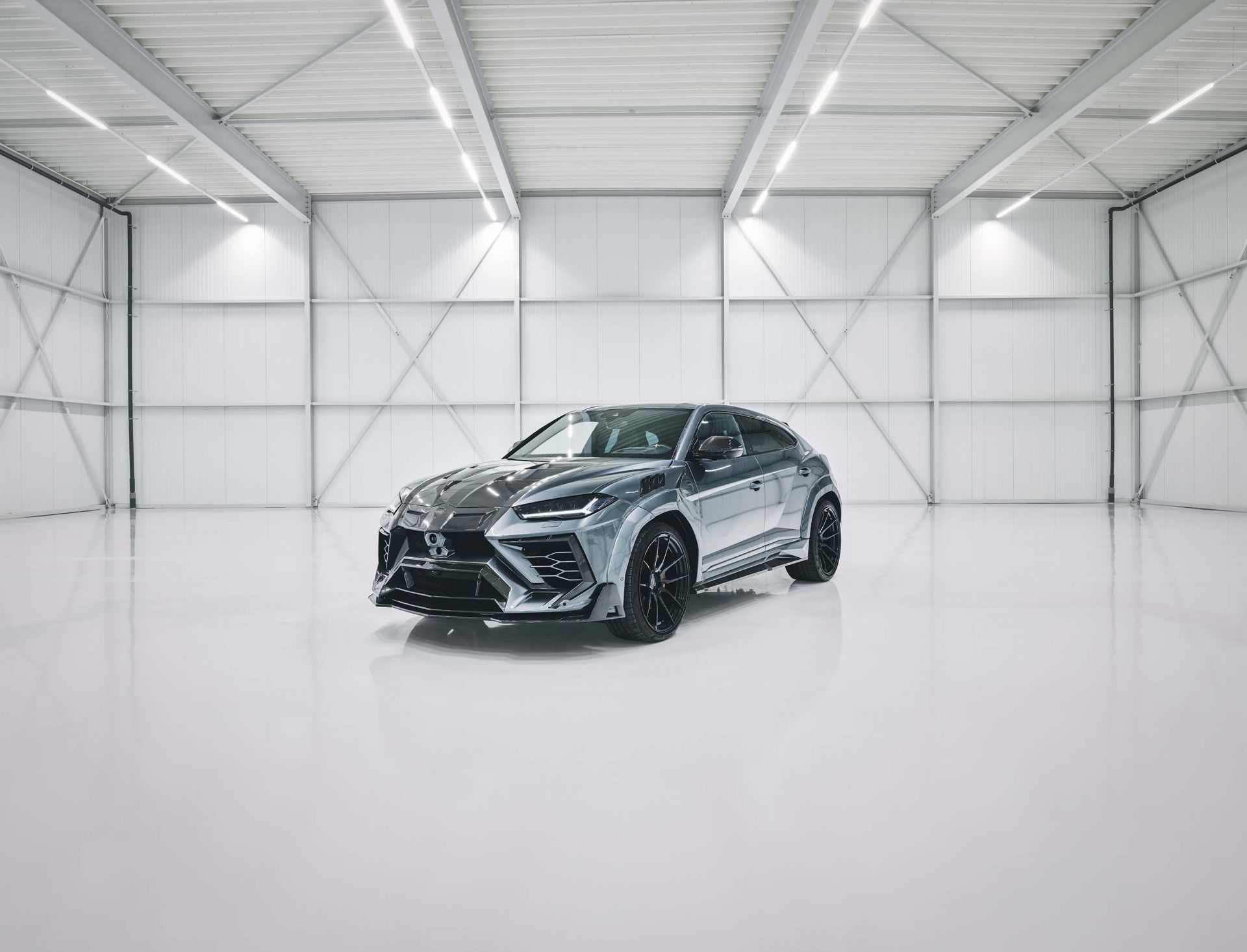 Lamborghini in white hall