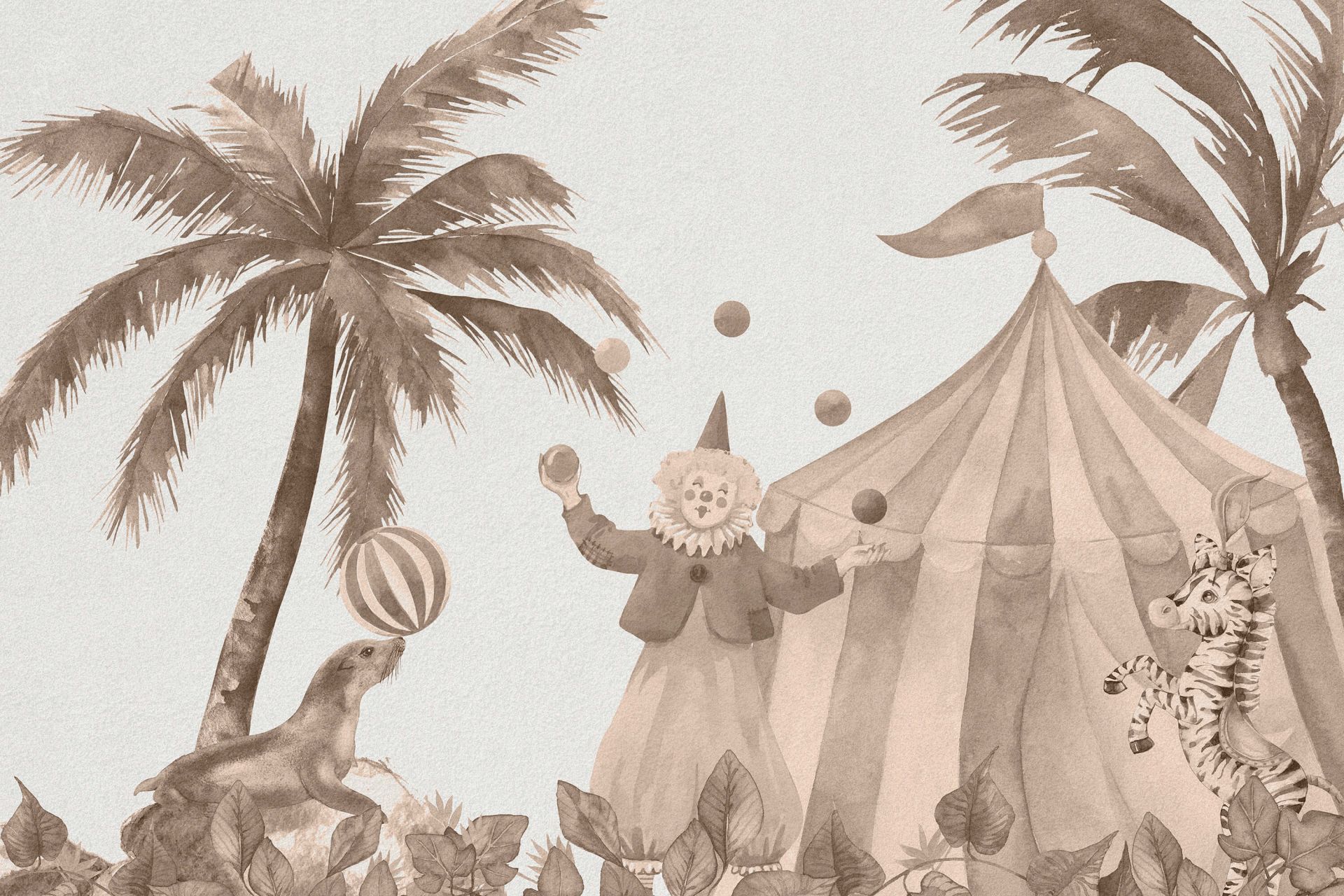 Cheerful circus animals taupe