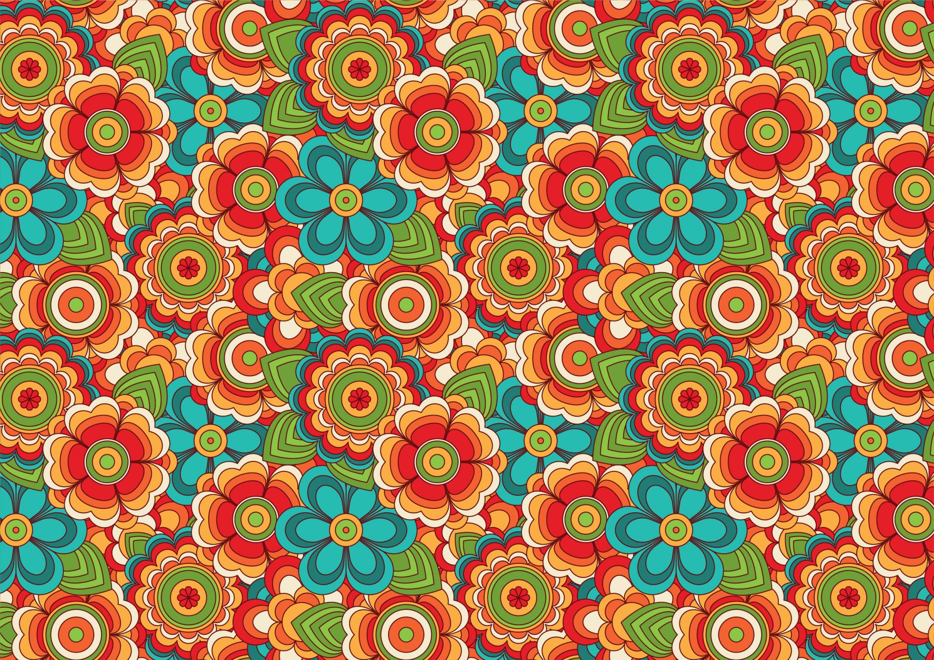 Colourful retro flowers