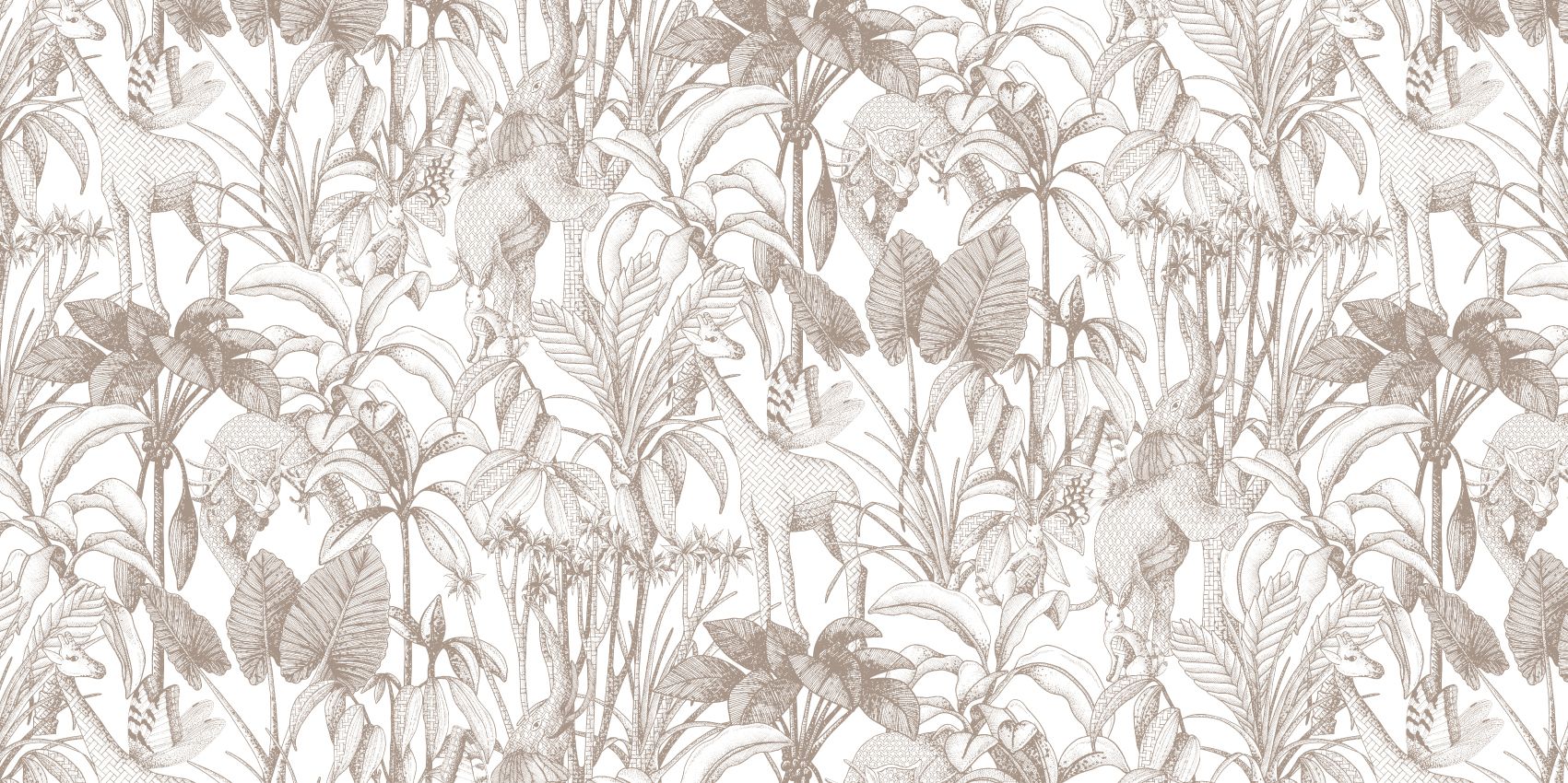 Animals between palm trees taupe