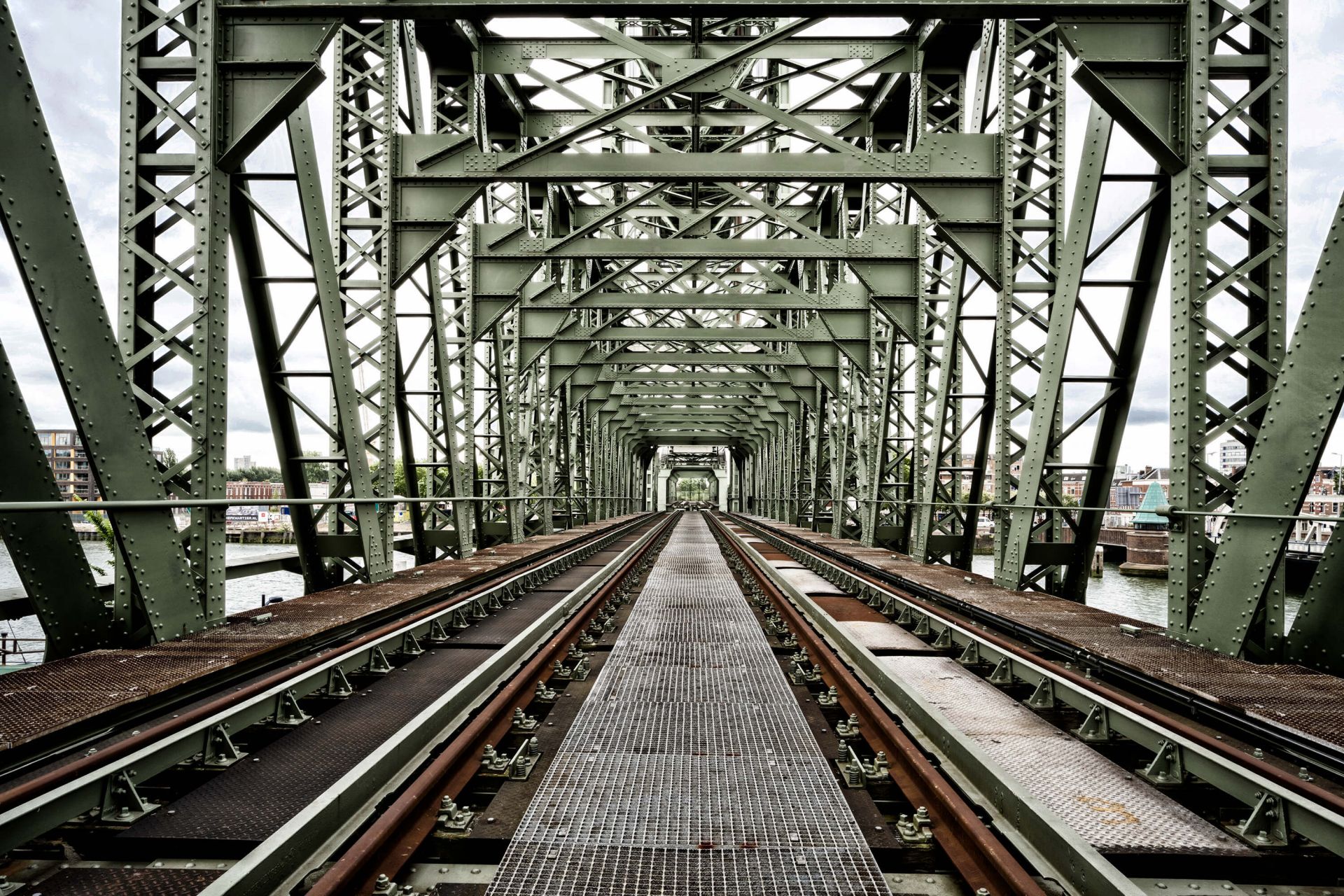Monumental railroad bridge De Hef in Rotterdam