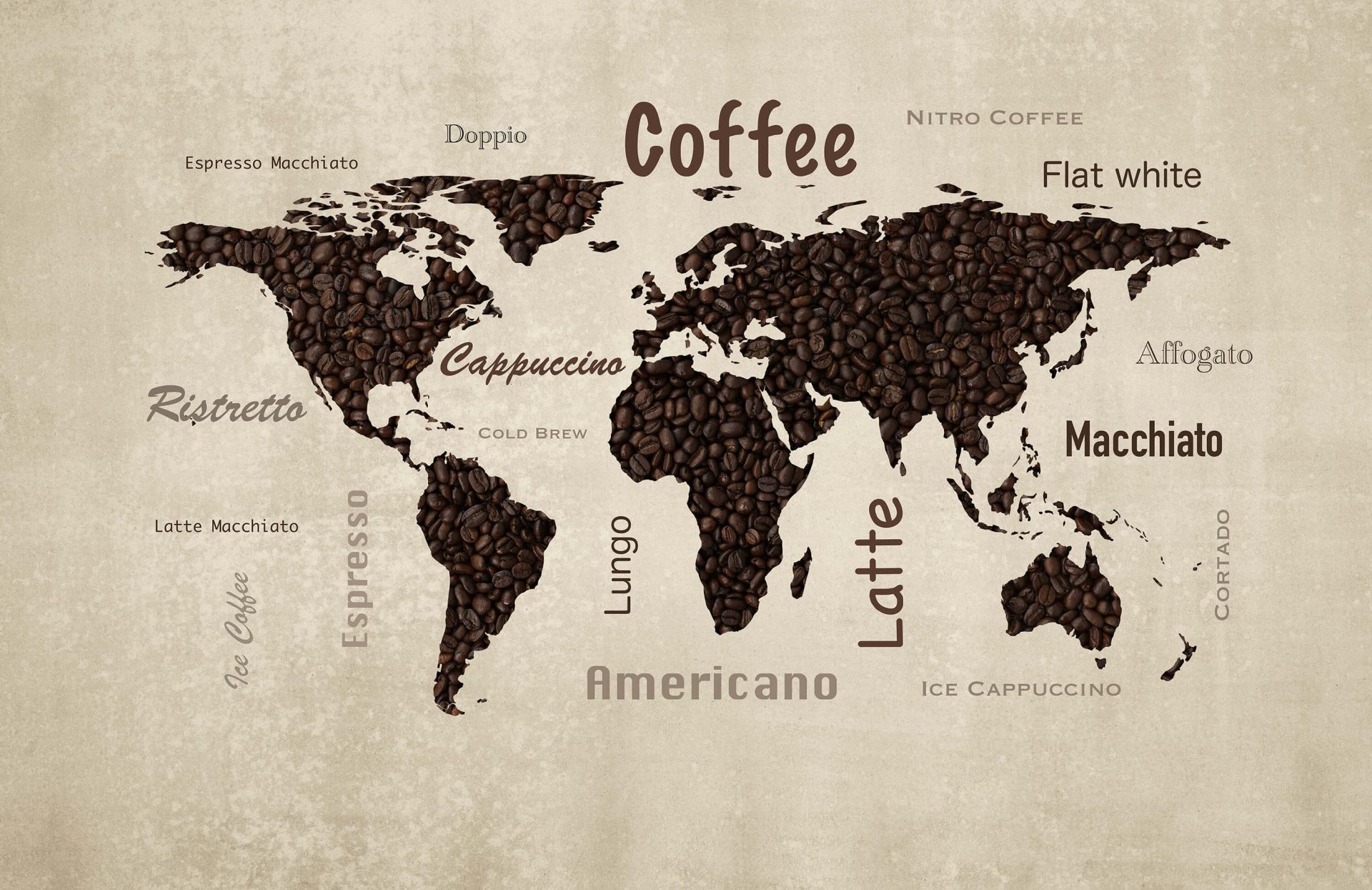 World map coffee main product photo
