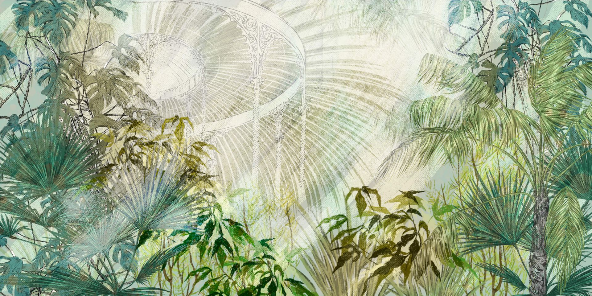 Greenhouse with tropical plants