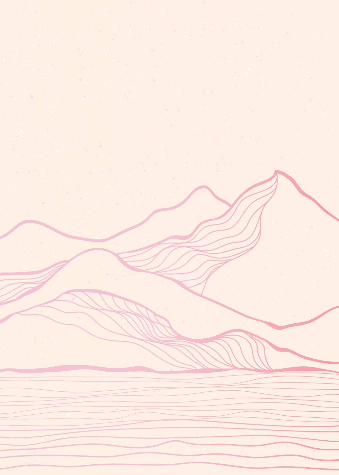 Geïllustreerde roze bergen landschap