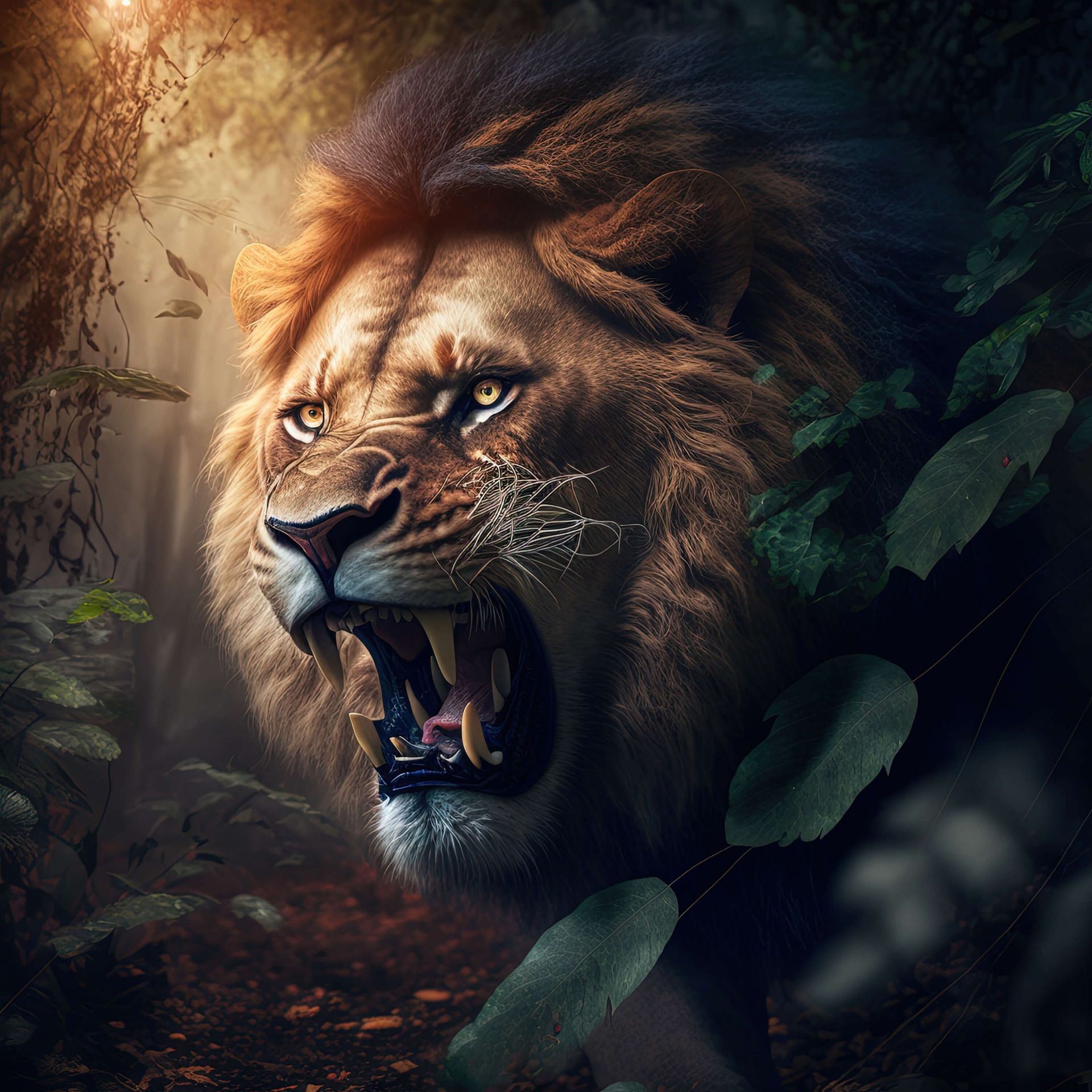 Lion in the jungle - Wallpaper