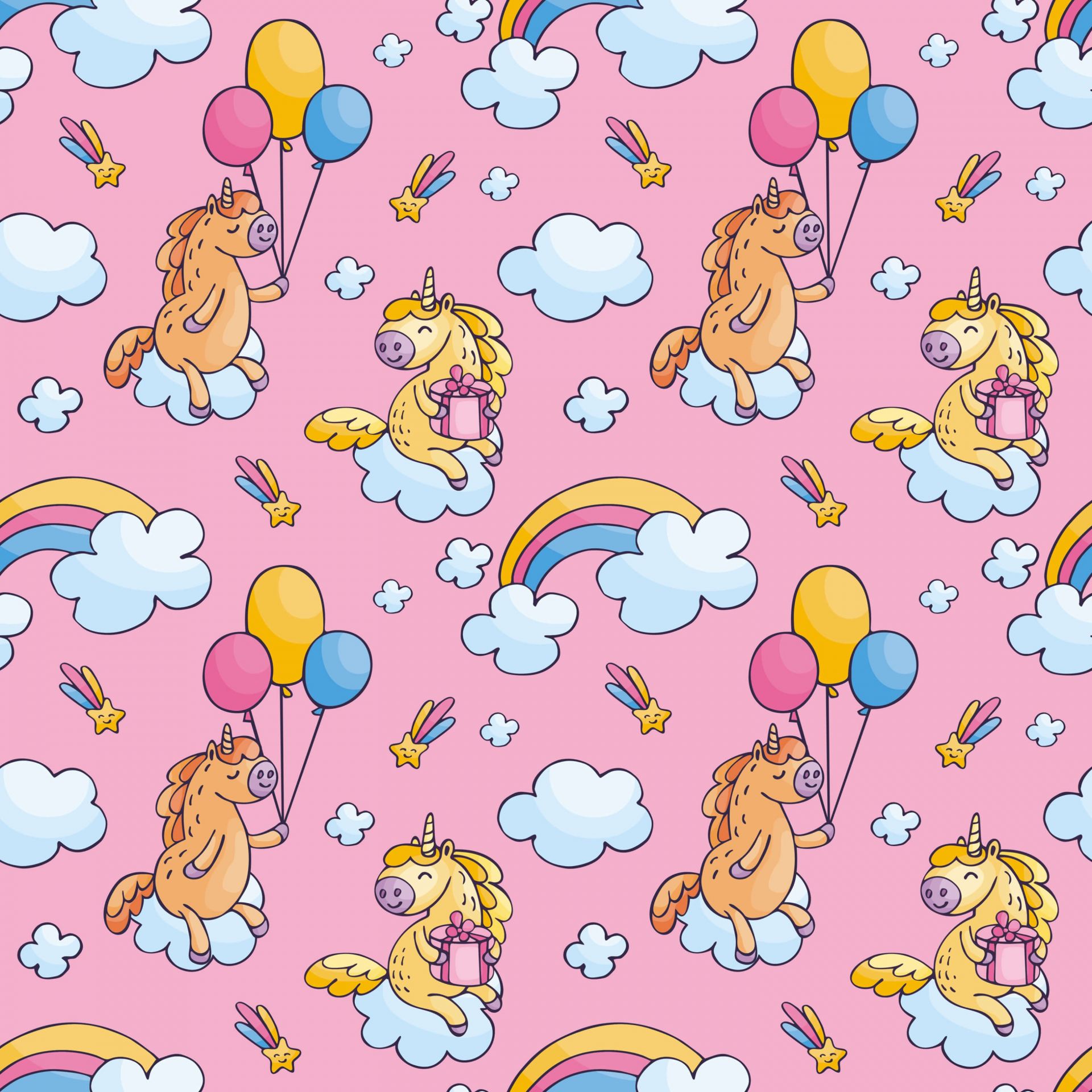 Unicorns with balloons