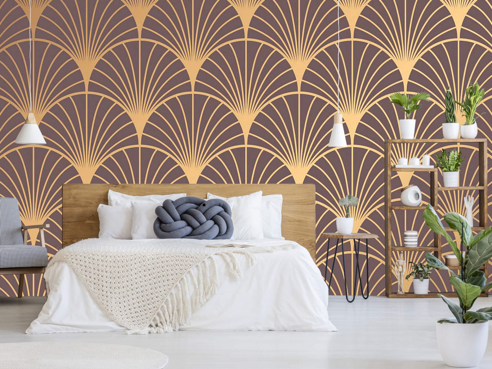 Navy and Gold Geometric Art deco Wallpaper | MAIA HOMES