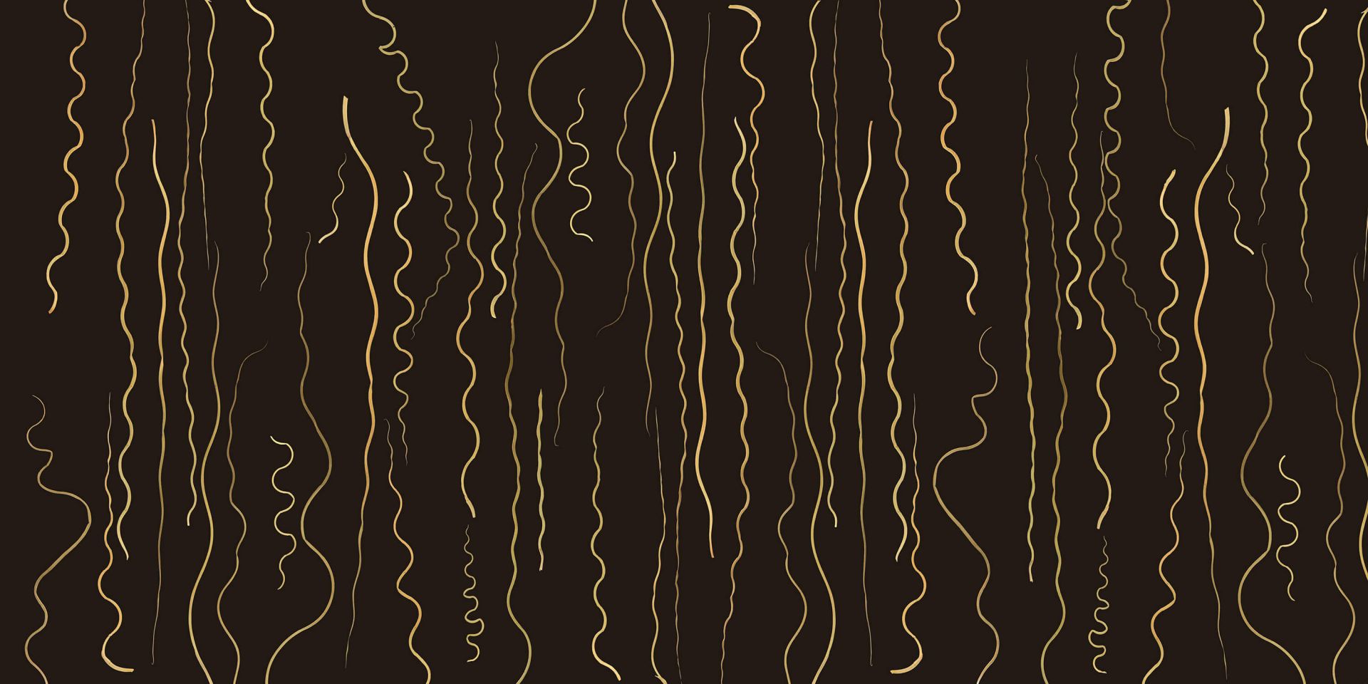 Organic lines grass gold on ebony black