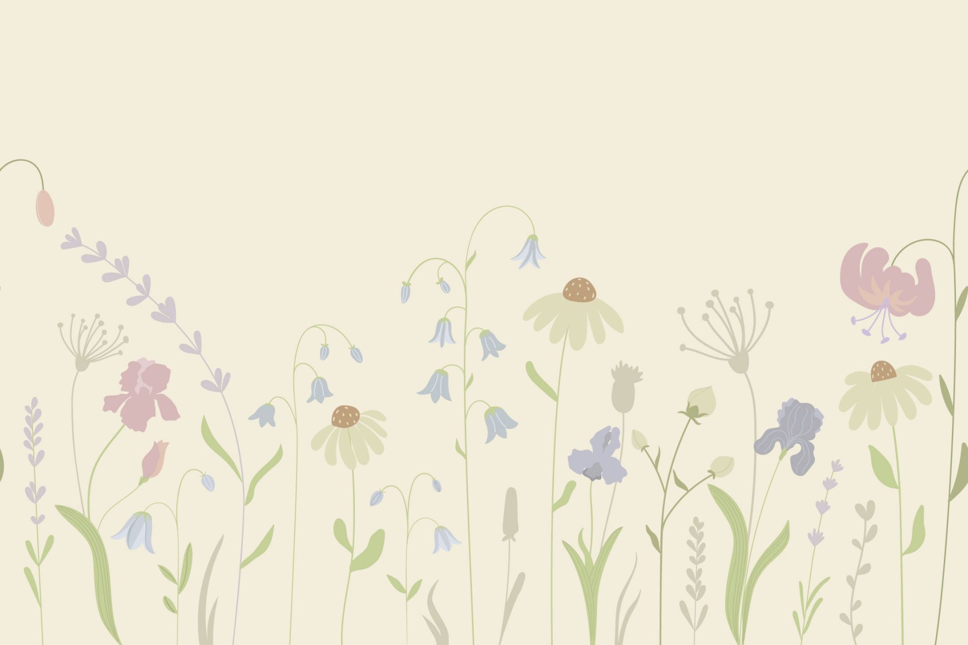 Flower field high sand, old pink, green and lilac