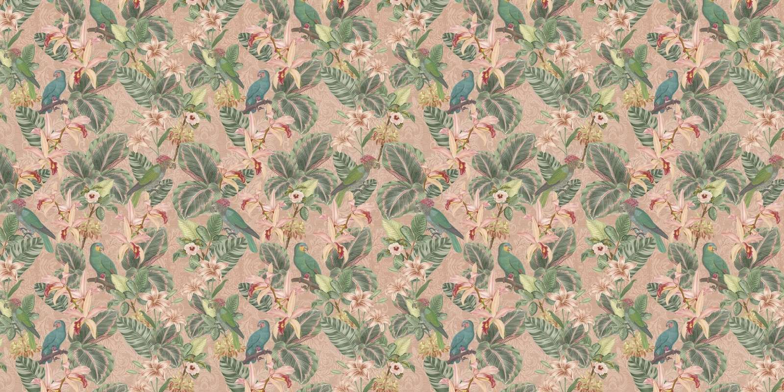 Tropical Jungle birds & parrots - terracotta