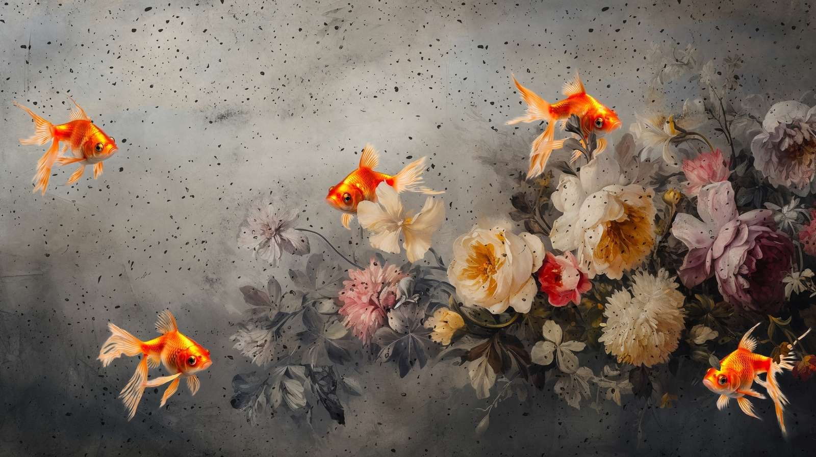 Goldfish Flowers Elegance