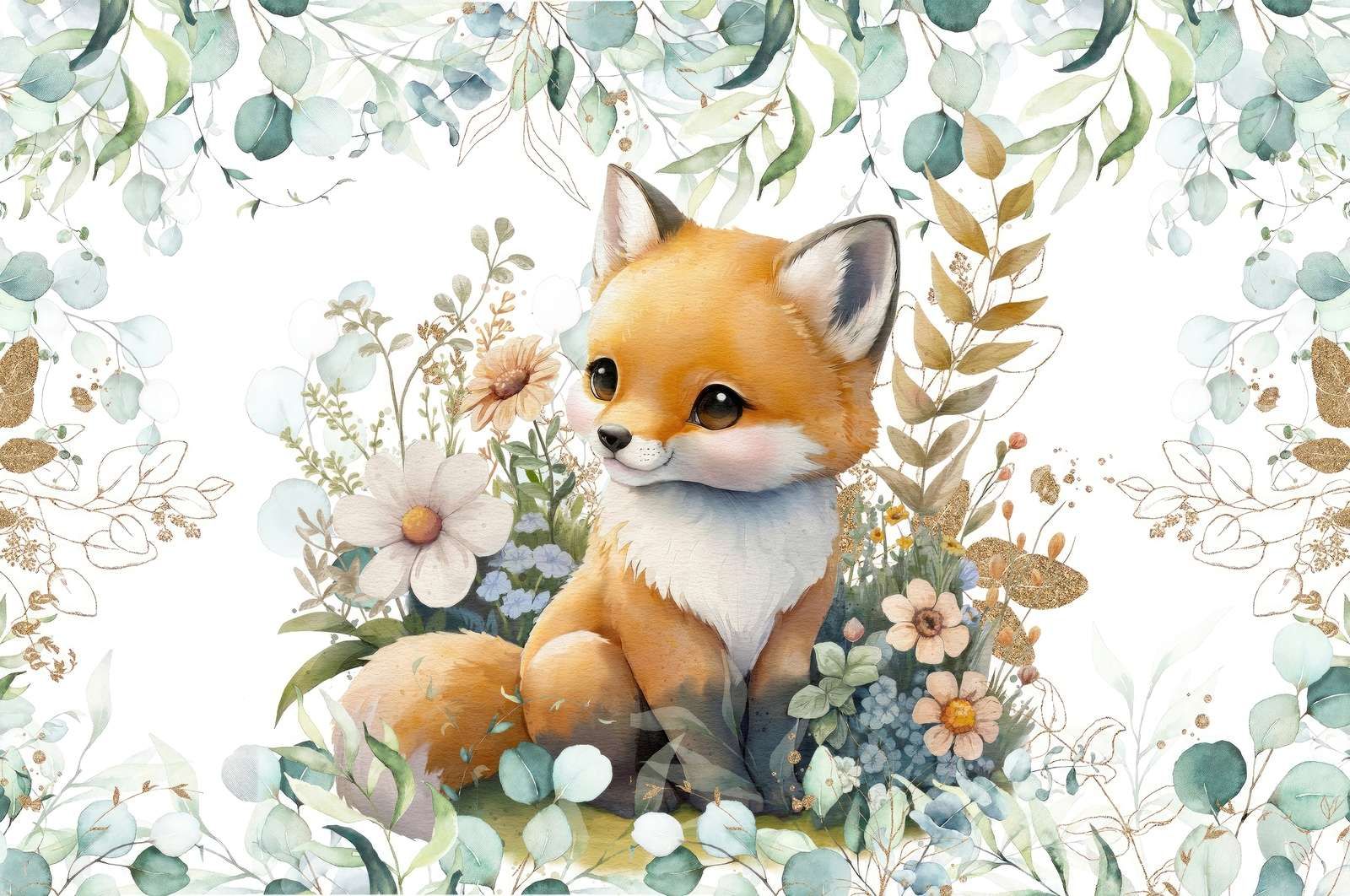 Mint & gold leafed baby cub